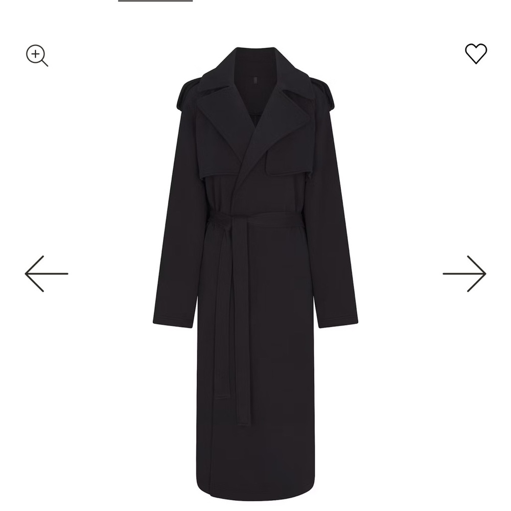 SKIMS Black Boyfriend Fleece Trench Coat